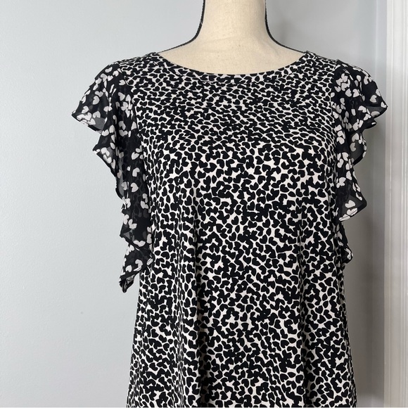 Michael Kors Black & White Abstract Blouse NEW WITH TAGS size Large - Picture 2 of 11